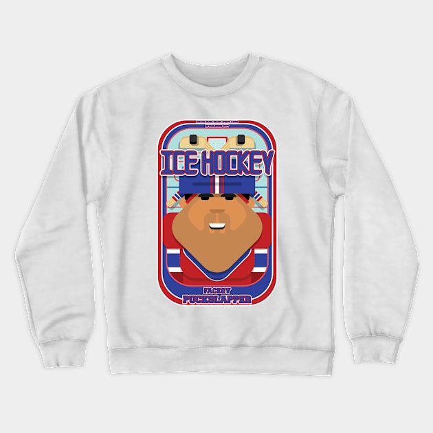 Ice Hockey Blue and Red - Faceov Puckslapper - Seba version Crewneck Sweatshirt by Boxedspapercrafts